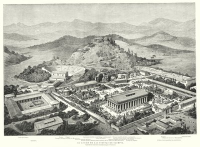 Reconstruction of ancient Olympia, Greece (litho) بواسطة المدرسة الأوروبية