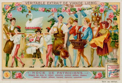 ممثلون من حرف مختلفة: Winemerchant ، Chef ، Fisherman ، Huntsman ، Brewer ، Smith ، Pastry Chef ، Weaver ، Butcher و Shoemaker. بواسطة المدرسة الأوروبية