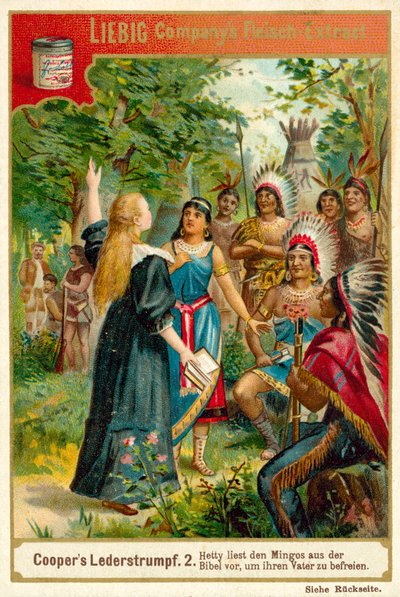 Scene from The Deerslayer, by James Fenimore Cooper (chromolitho) بواسطة المدرسة الأوروبية
