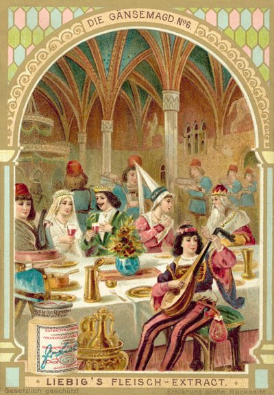 مشهد من حكاية الأخوان جريم الخيالية The Goose Girl (chromolitho) بواسطة المدرسة الأوروبية