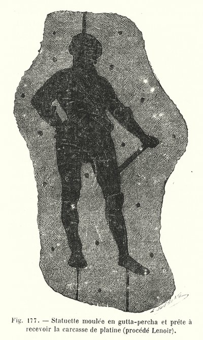 Statuette moulee en gutta-percha et prete a recevoir la carcasse de platine, procede Lenoir (engraving) بواسطة المدرسة الأوروبية