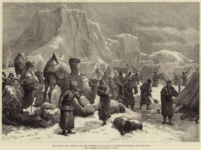 الحرب الأفغانية ، معسكر جورخا الثالث في الثلج في السلطان محمد (نقش) بواسطة المدرسة الأوروبية