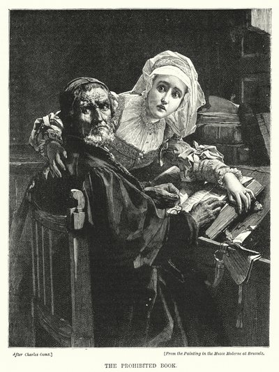 The Prohibited Book (engraving) بواسطة المدرسة الأوروبية