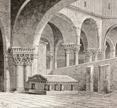 قبر Godfrey de Bouillon في كنيسة القيامة ، القدس ، 1880 بواسطة المدرسة الأوروبية