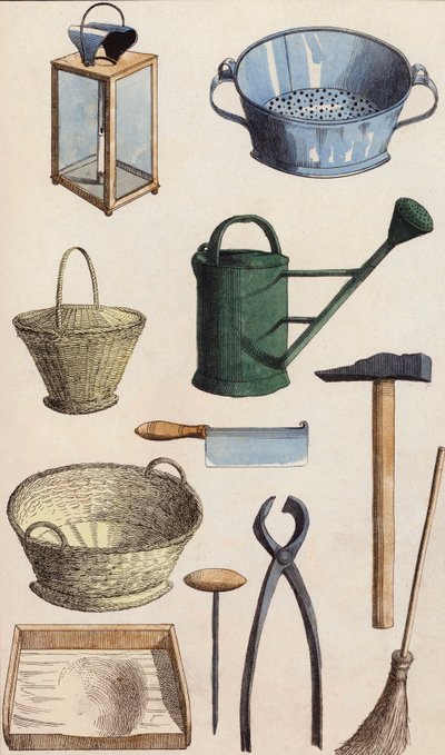 الأدوات (طباعة حجرية ملونة) بواسطة المدرسة الأوروبية