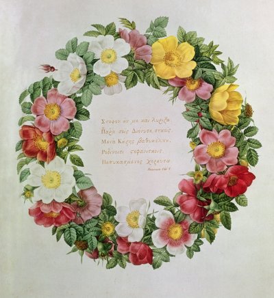 كلود أنطوان ثوري ليه روزيس ، Frontispiece: Garland with aigigre of Ode V من قبل الشاعر اليوناني أناكريون ، 1817 (الطباعة الحجرية) بواسطة Eustache Hyacinthe Langlois