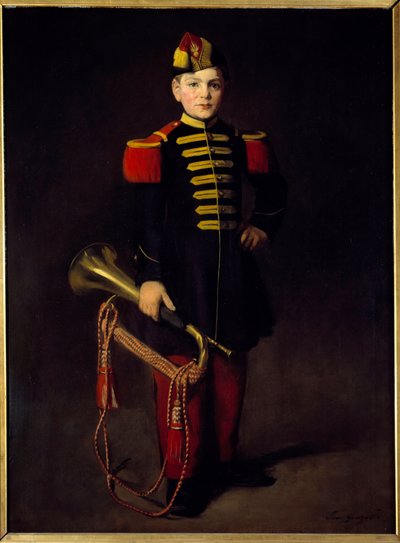 طفل القوات (مع البوق). لوحة إيفا غونزاليس (1849-1883) بواسطة إيفا جونزاليس