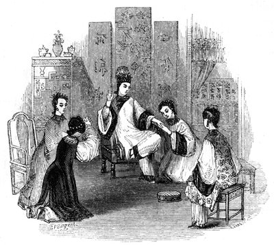 عوانس صينية تبكي مع العروس ، 1847 بواسطة إيفانز