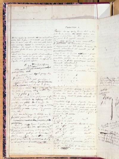 Ms 2108 الاقتراح الأول ، من "مذكرات عن شروط ملاءة المعادلات بواسطة الراديكاليين" ، 1732 بواسطة إيفاريست جالوا