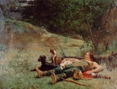 بقية صياد مع الكلاب ، c1842-1896 بواسطة إيفاريست فيتال لومينيس