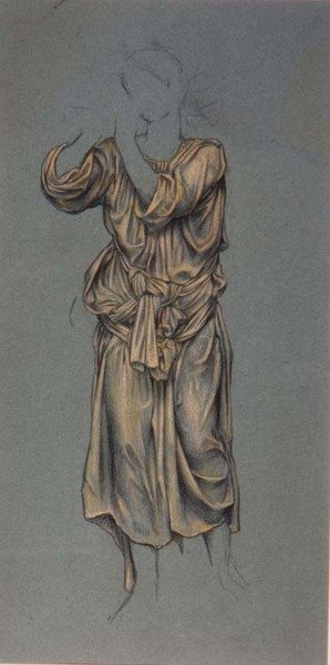 دراسة ستائر لشخصية الشباب الأبدي من 'The Hour Glass' ، حوالي 1904-5 (طباشير على ورق) (التفاصيل من 28828) بواسطة إيفلين دي مورغان