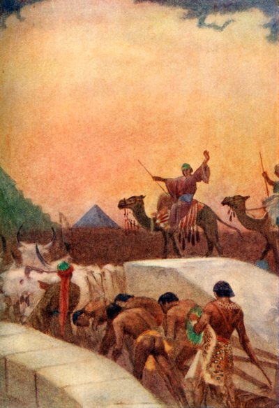 "سحب كتل من الحجر للأهرامات" ، 1915. بواسطة إيفلين بول