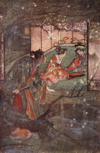 كاتو سايمون في قصر شوغون أشيكاغا ، رسم توضيحي من "أساطير وأساطير اليابان" بقلم إف هادلاند ديفيس بواسطة إيفلين بول