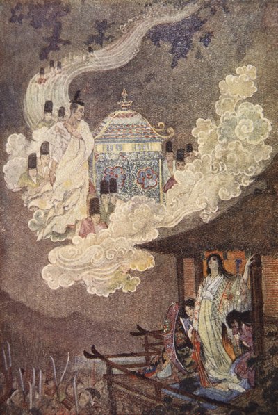 يطالب Moonfolk بالسيدة Kaguya ، رسم توضيحي من `` The Myths and Legends of Japan 