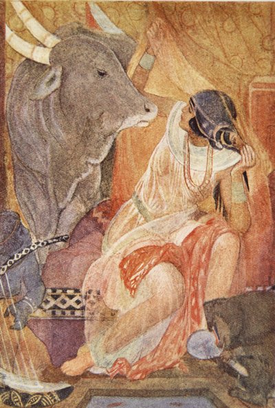 خيانة زوجة بيتو ، رسم توضيحي من كتاب "أساطير مصر القديمة" للويس سبينس بواسطة إيفلين بول