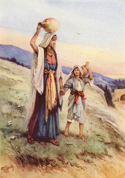 يسوع يساعد أمه (طباعة حجرية ملونة) بواسطة إيفلين ستيوارت هاردي