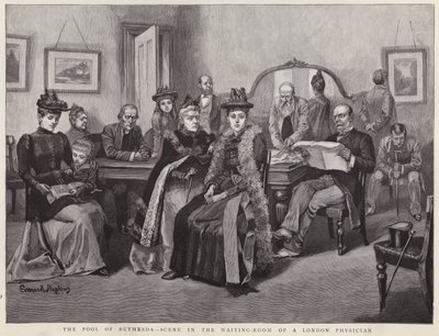 The Pool of Bethesda - scene in the waiting room of a London physician (litho) بواسطة إيفارد هوبكنز