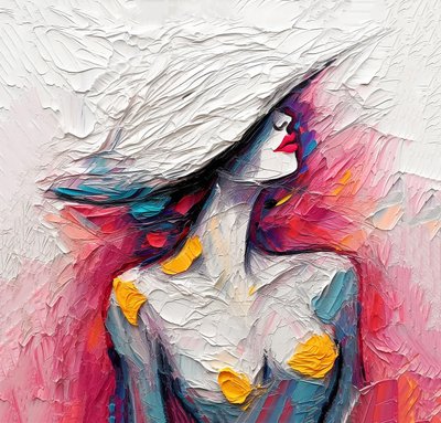 لوحة زيتية تجريدية لصورة سيدة الموضة، مطبوعات فنية جدارية للبيع بواسطة F. Abderrahim