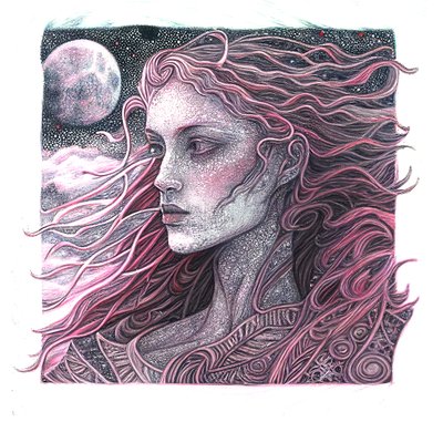 رسم صورة امرأة من فن الخط الرفيع، مطبوعات فنية على الحائط بواسطة F. Abderrahim