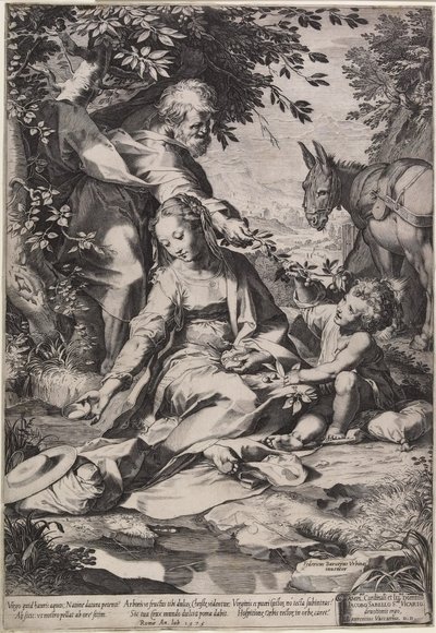 الباقي على العودة من مصر ، نقش كورنيليس كورت ، 1575 بواسطة Federico Fiori Barocci أو Baroccio