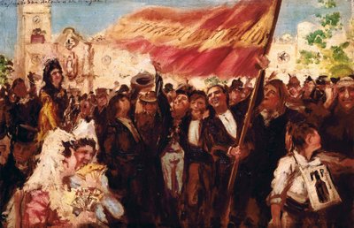 ساحة سان أنطونيو دي قادس في يوم قسم دستور 1812 (زيت على قماش) بواسطة فيديريكو جودوي وكاسترو