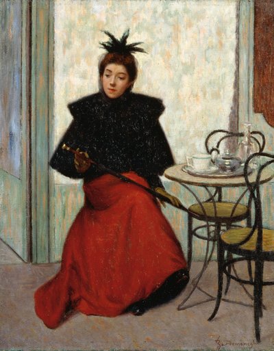 At cafe, by Federico Zandomeneghi (1841-1917), oil on canvas, 41x33 cm بواسطة Federigo Zandomeneghi