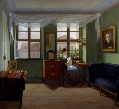 خياطة، رسم فيودور تولستوي (1783-1873)، زيت على قماش، 42x46، 8 سم بواسطة فيدور بتروفيتش تولستوي