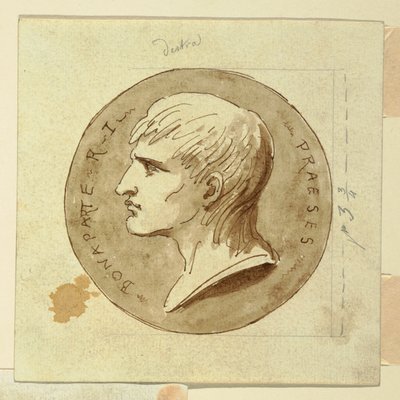 رسم، ميدالية لنابليون بونابرت كرئيس للجمهورية الإيطالية، على ظهر اللوحة؛ هيبي تمنح الخلود لمركب هرقل، 1802-04 بواسطة فيليس جياني
