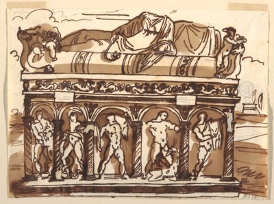 رسم، تابوت روماني في متحف الفاتيكان، حوالي عام 1820 بواسطة فيليس جياني