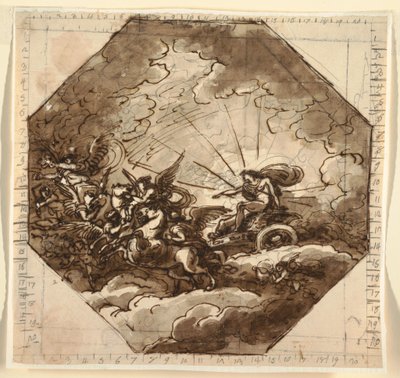 رسم، أبولو في عربته مع أورورا، سالا أوتوغونالي، قصر ميلزيتي، فاينزا، 1804-05 بواسطة فيليس جياني