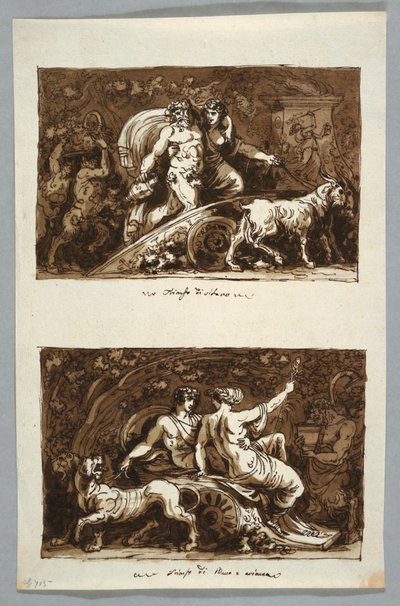 رسم، ورقة من كراسة الرسم: انتصار سيلينوس وانتصار باخوس وأريادن، 1800-1802 بواسطة فيليس جياني