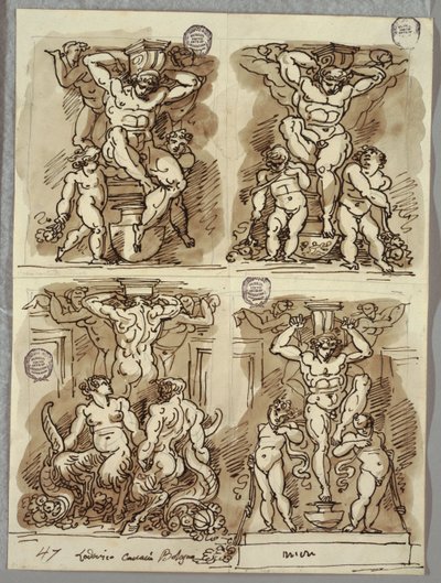 أربعة هيرمس ، دراسات بعد Carracci بواسطة فيليس جياني