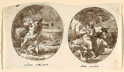 Man the Hunter، Man the Shepherd، Design for Vault Ceiling، Sala dei Legislatori، Palazzo Conti-Sinibaldi، Faenza بواسطة فيليس جياني