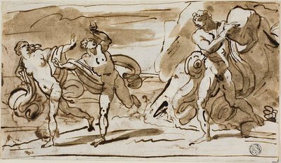 Polyphemus رمي الصخور على الفارين Aeis و Galatea (وجه) ؛ بوليفيموس يعزف على أنابيب القصب من أجل جالاتيا (الظهر) بواسطة فيليس جياني