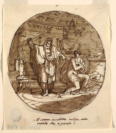 رئيس الكهنة يعاقب عذراء فيستال ، غرفة Numa Pompilius ، Palazzo Milzetti ، Faenza بواسطة فيليس جياني