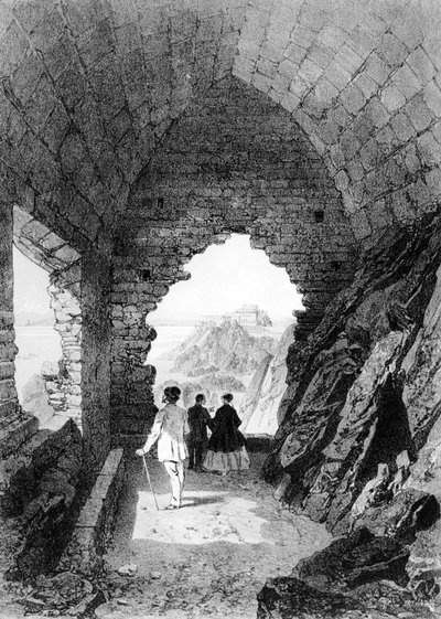 دير القديس هيلير وقلعة إليزابيث ، جيرسي ، 1870 (الطباعة الحجرية) بواسطة فيليكس بينويست