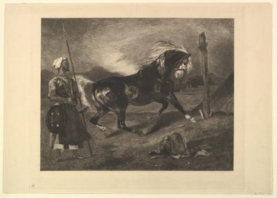 الحصان العربي مع الحصة ، بعد Delacroix ، 1857. بواسطة فيليكس براكيموند