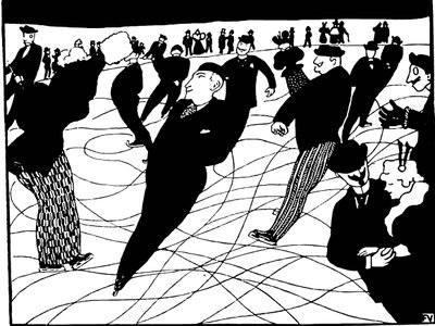 المتزلجين على الجليد. لوحة فيليكس إدوارد فالوتون (1865-1925) بواسطة فيليكس إدوارد فالوتون