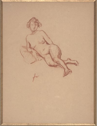 مستلق أنثى عارية (طباشير أحمر على ورق) بواسطة Felix Edouard Vallotton