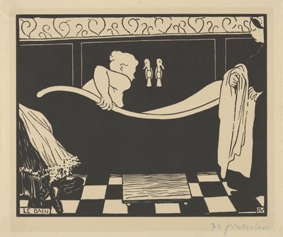 الحمام (Le Bain) ، 1894 (قطع خشبية على ورق نسج كريمي) بواسطة فيليكس إدوارد فالوتون