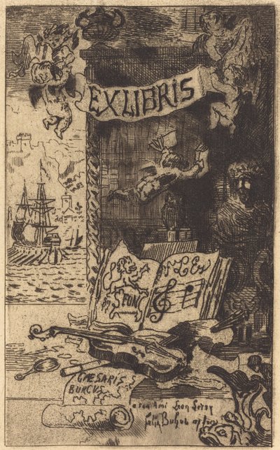 Ex-libris de Léon Lerey Ex-libris ليون ليري ، 18751877. بواسطة فيليكس هيلير بوهوت