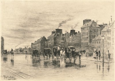 صباح الشتاء على Quai de l'Hôtel-Dieu ، 1876. بواسطة فيليكس هيلير بوهوت