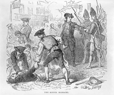 مذبحة بوسطن ، 5 مارس 1770 ، نقشها أ. بوليت بواسطة فيليكس أوكتافيوس كار دارلي