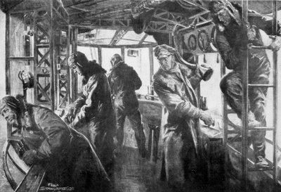 منطقة القيادة على متن زيبلين ، الأسطول الجوي الألماني ، الحرب العالمية الأولى ، 1917. بواسطة فيليكس شورمشتات