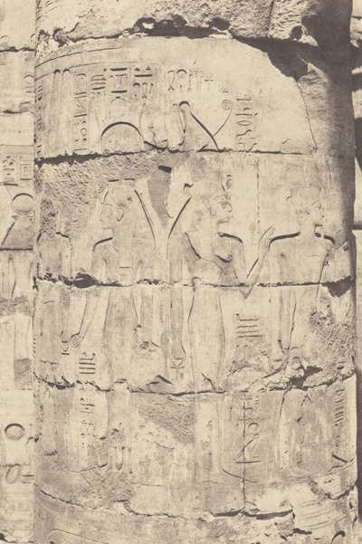 الكرنك (طيبة، القصر - قاعة الأعمدة - العمود المركزي - زخرفة القاعة - زخرفة القاعة، 1853 (صورة) بواسطة فيليكس تينارد