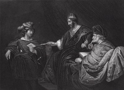 داود يرسل رسالة إلى يوآب بواسطة أوريا، صموئيل الثاني، الفصل الحادي عشر، ع 14 (نقش) بواسطة فرديناند (بعد) بول