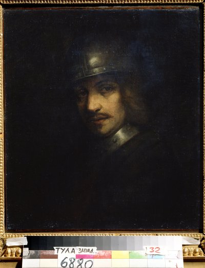 "" صورة لرجل يرتدي خوذة "(صورة لرجل يرتدي خوذة) لوحة لفرديناند بول (1616-1680) متحف الدولة للفنون في القرن السابع عشر ، تولا ، روسيا بواسطة فرديناند بول