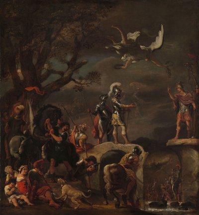مفاوضات السلام بين كلاوديو المدني وحبوب كوينتوس بيتيليوس على الجسر المهدوم ، 1658-62 بواسطة فرديناند بول