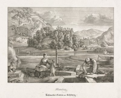 Seven Views in Salzburg and Berchtesgaden: Monday: Rosenecker Garden Salzburg، 1823. بواسطة فرديناند أوليفييه