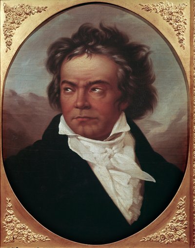صورة للمؤلف الموسيقي الألماني لودفيج فان بيتهوفن (1770-1827) في سن 49 (الملحن الألماني لودفيج فان بيتهوفن في سن 49) لوحة لفرديناند شيمون (1797-1852) 1819 بون ، ميزون ناتالي دو الملحن بواسطة فرديناند شيمون